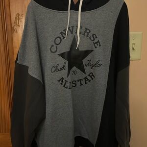 Converse Men's Two-Tone Gray and Black Hoodie